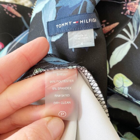 Tommy Hilfiger Sleeveless Dark Floral Sheath Dress Size 4 Party Asymmetric Hem - Picture 10 of 14